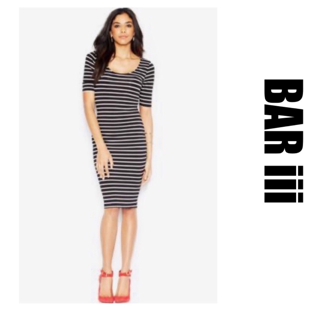Bar III Black/ White Stripe Dress
